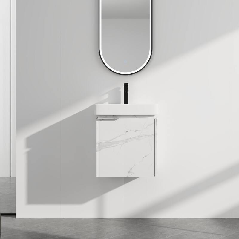 ARTCHIRLY 16/20/24/30/36 Inch Bathroom Vanity With Sink, Floating Bathroom Vanity With Soft Close Door - 20''W - White-Ceramic Sink
