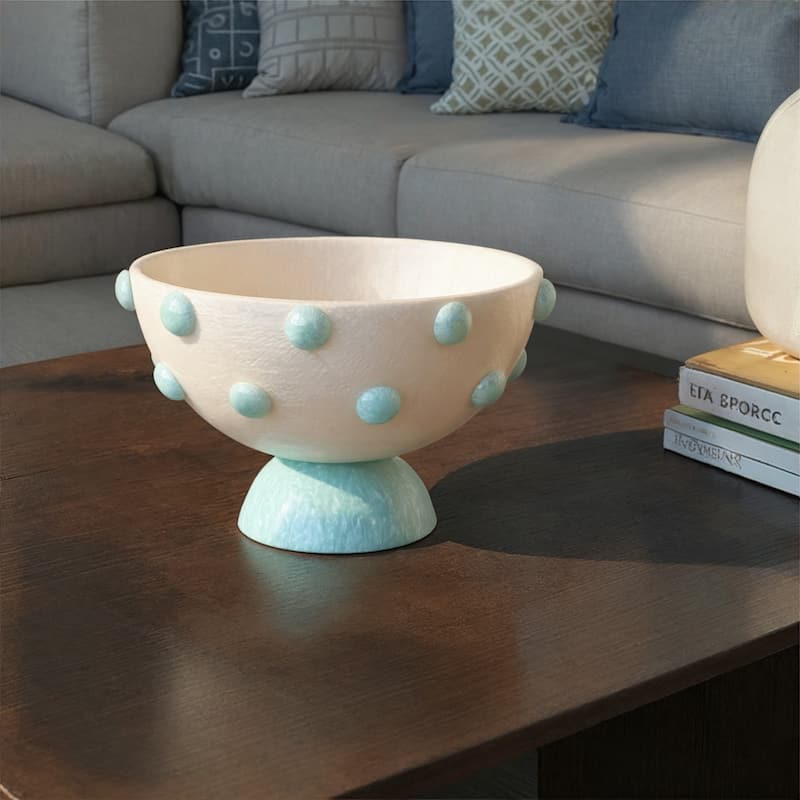 Marbled Resin Hobnail Footed Bowl - 7.25"L x 7.25"W x 4.5"H