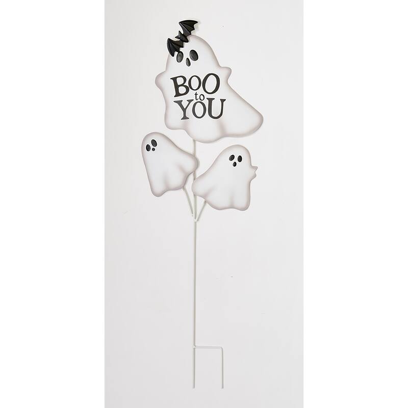 35" Friendly Metal Boo To You Sign Halloween Ghost Yard Stake