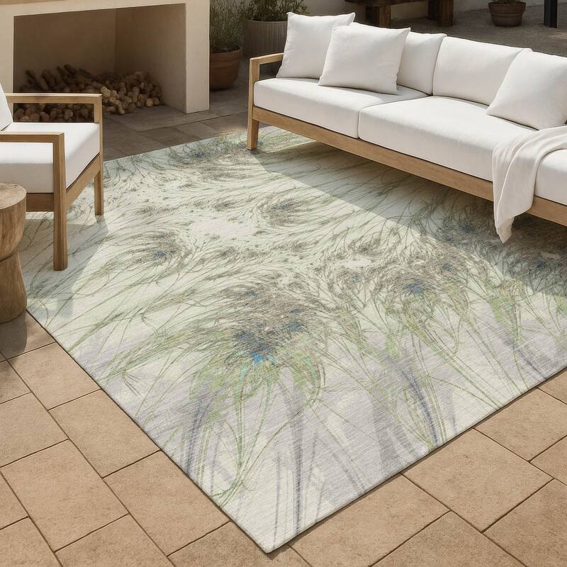 Machine Washable Indoor/ Outdoor Modern Cheraw Chantille Rug - Aloe - 2'6" x 3'10"