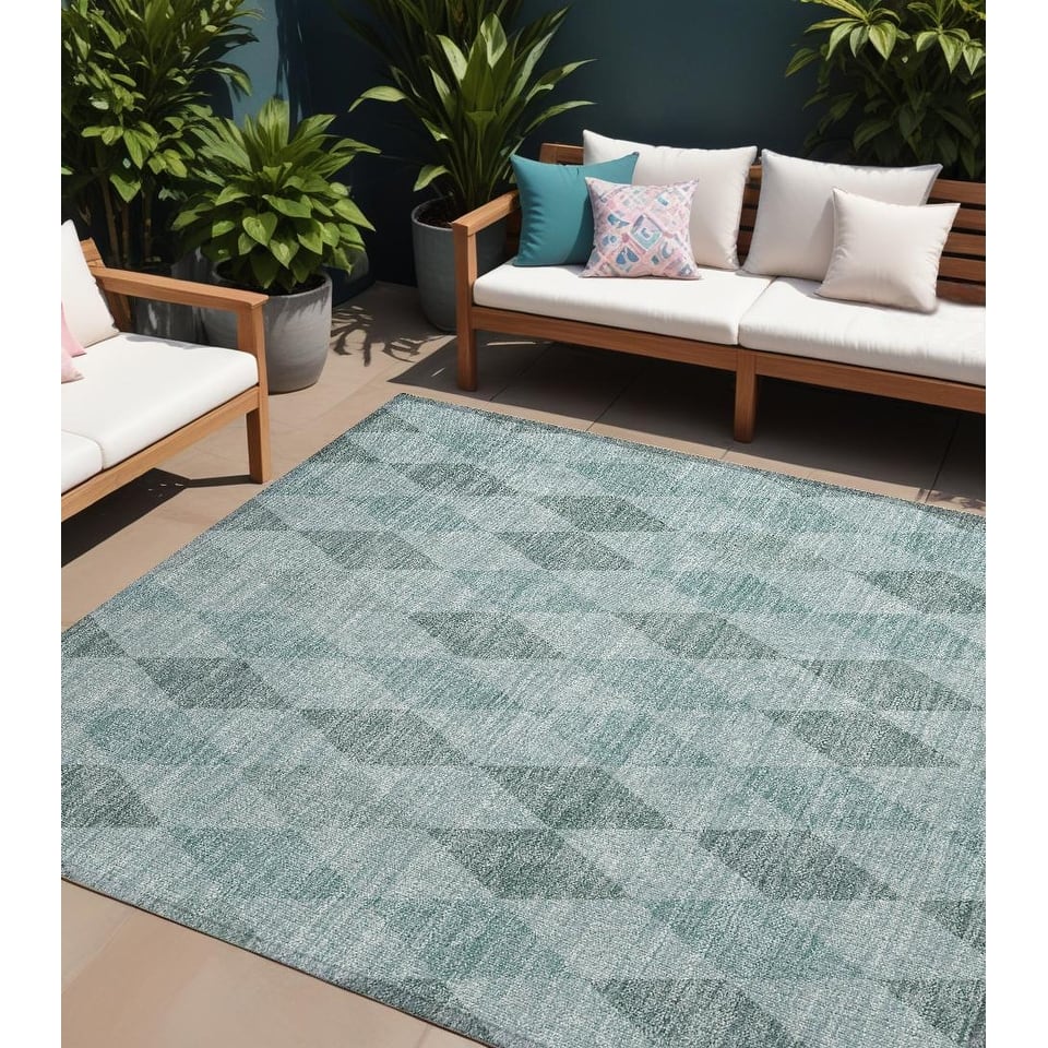 Laz Stylish Geometric Weather Resistant Blended Style Outdoor Rug