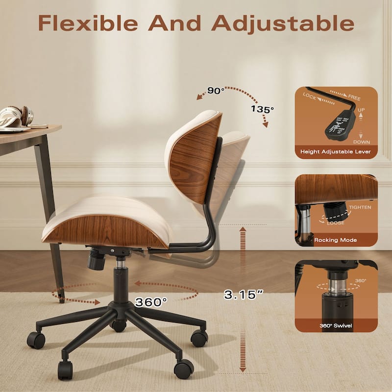 OVIOS Armless Adjustable Ergonomic Office Chair - N/A