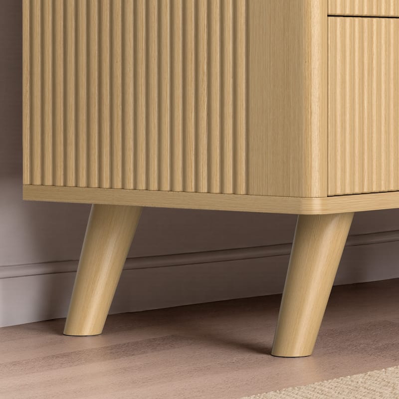 Meyreso Modern Boho Wave Wood Dresser, Wide Storage Cabinet