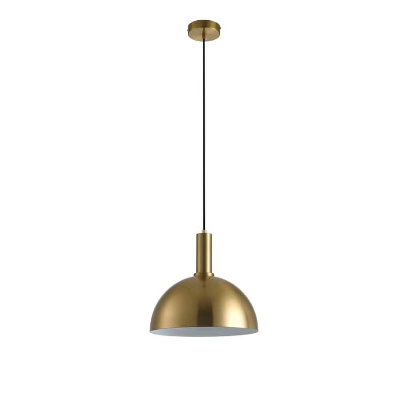 Vintage Gold 1-Light Hemispherical Metal Shade Pendant Lighting Fixture