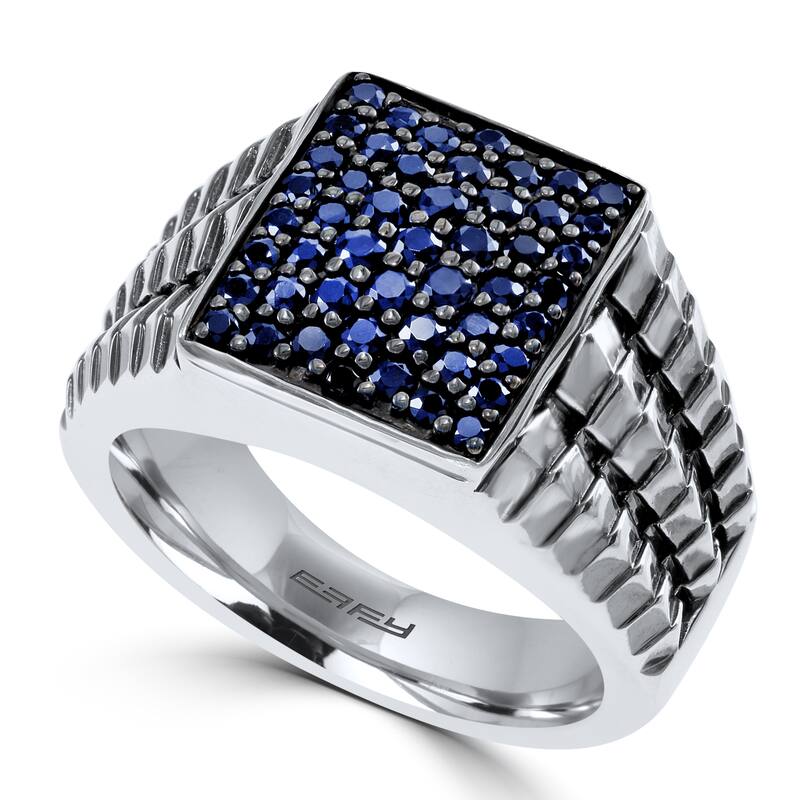 EFFY Men's 925 Sterling Silver Black Sapphire Ring