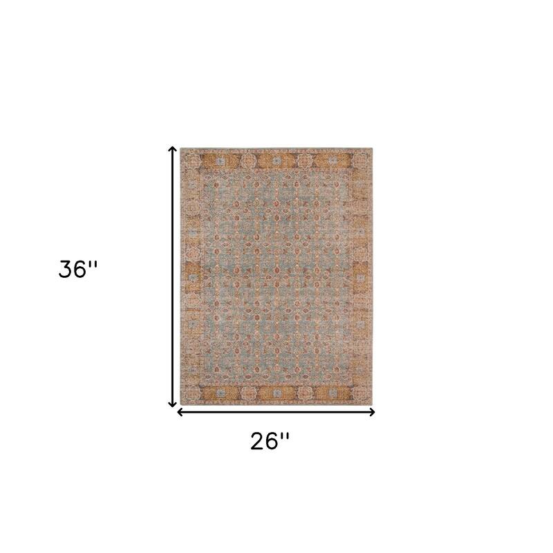 HomeRoots Floral Transitional Rectangle Area Rug - 36.00 in. x 26.00 in. x 0.15 in.