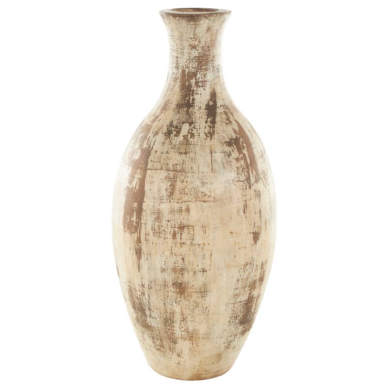 Brown Ceramic Antique Style Distressed Decorative Vase