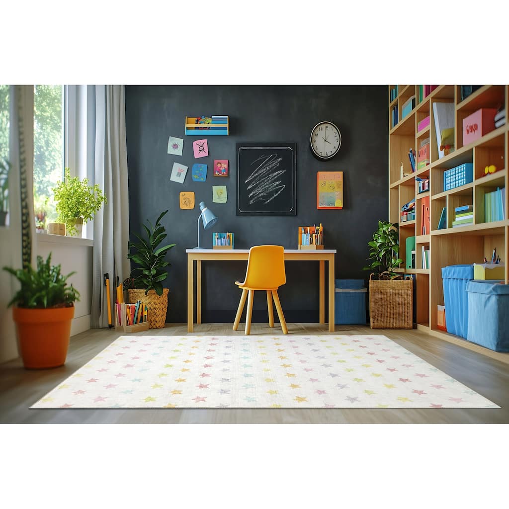 Dynamic Rugs Kidz Ivory/Multi Polyester Children's Area Rug