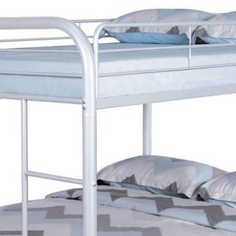 Fegy Full over Full Bunk Bed with Ladder and Rails, White Metal Frame
