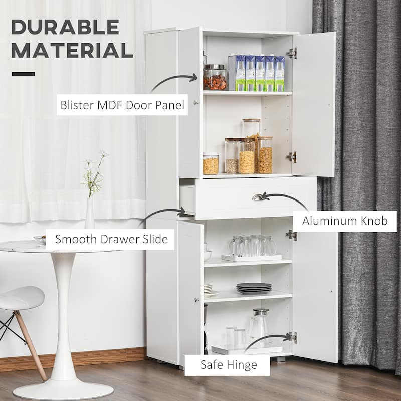 72" Freestanding Kitchen Pantry Cabinet with 2 Large Double Door Cabinets