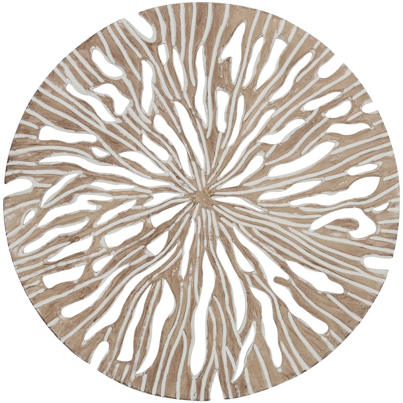 Wooden Starburst Handmade Intricately Carved Wall Decor - Beige - Roche River Decor - 36" x 1" x 36"