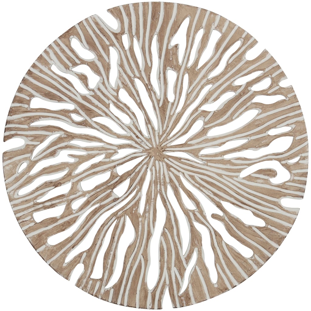 Wooden Starburst Handmade Intricately Carved Wall Decor - Beige - Roche River Decor