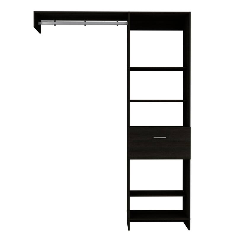 HomeRoots 59" Black Manufactured Wood Closet System