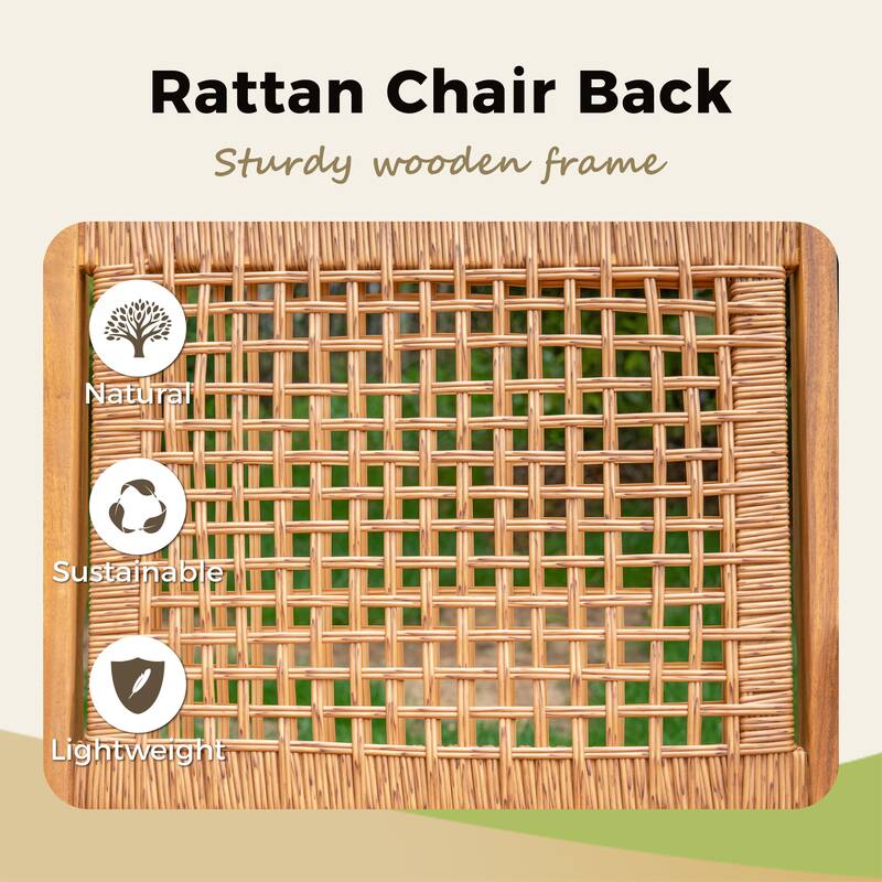 MAISON ARTS 7/9-Piece Acacia Wood Outdoor Dining Set, Teak Wooden Table & Dining Chairs with Wicker Seat and Back