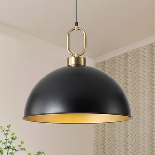 Starsky 1-light Mid-century Modern Industrial Farmhouse Black Dome Single Pendant Light
