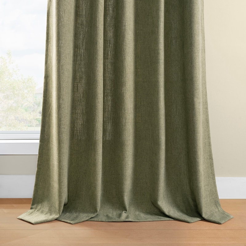 Exclusive Fabrics Basic Faux Linen Curtain Pair - 2 Panels - Light Filtering Window Curtains