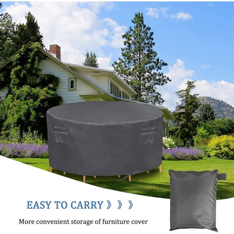 Patio Round Table Cover, Heavy Duty Waterproof Patio Furniture Cover