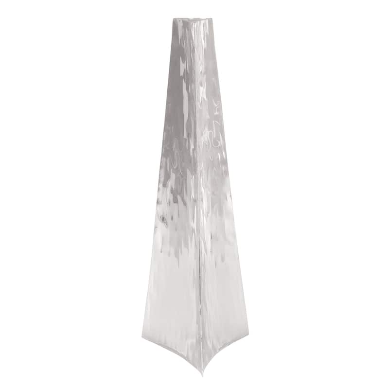 Stainless Steel Metal Hammered Decorative Vase - Silver - Roche River Decor - Silver - 4"W, 15"H