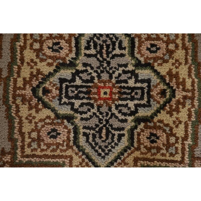 Hand Knotted Oriental 100% Wool Carpet Traditional Medallion Greys & Charcoal Heriz (serapi) Area Rug - 3' 0'' X 2' 0''