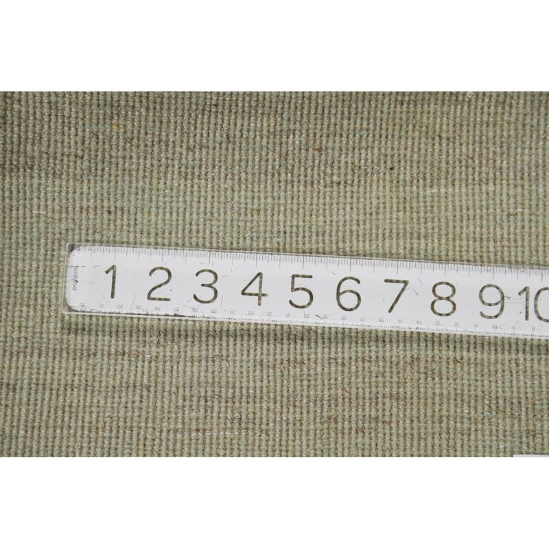 Gabbeh Modern Foyer Rug Green Hand-Knotted Wool Carpet - 2'8"x 4'1"