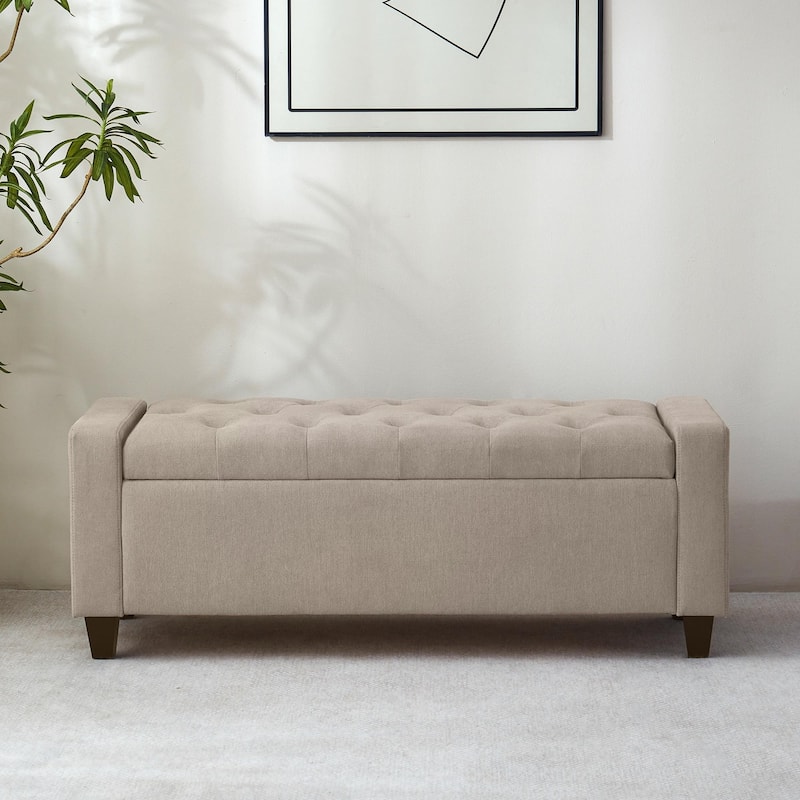 HUIMO Modern Upholstered Flip-Top Storage Ottoman