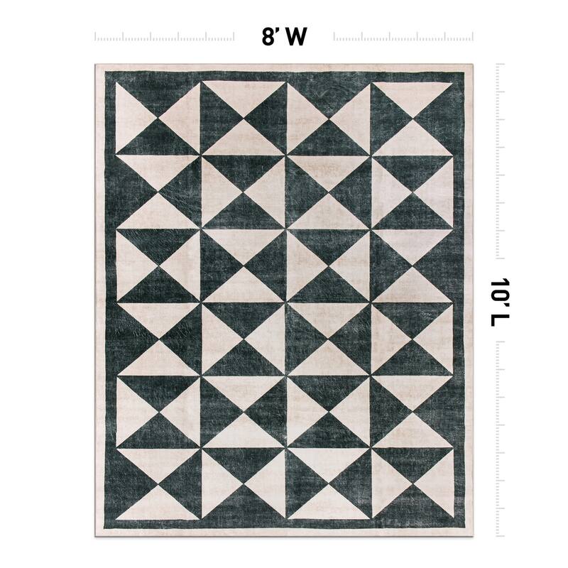 World Rug Gallery Geometric Diamond Washable Non Slip Area Rug