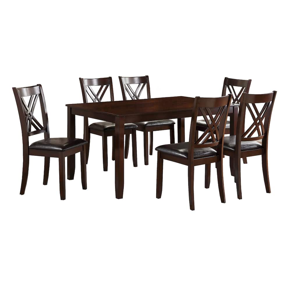 Wooden Dining Set with Chamfered Feet and Cushioned Seat Chairs, Brown