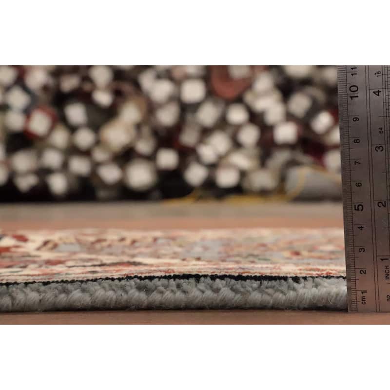 Hand Knotted Oriental 100% Wool Carpet Traditional Medallion Navy Blue & Blues Heriz (serapi) Area Rug - 3' 0'' X 2' 0''