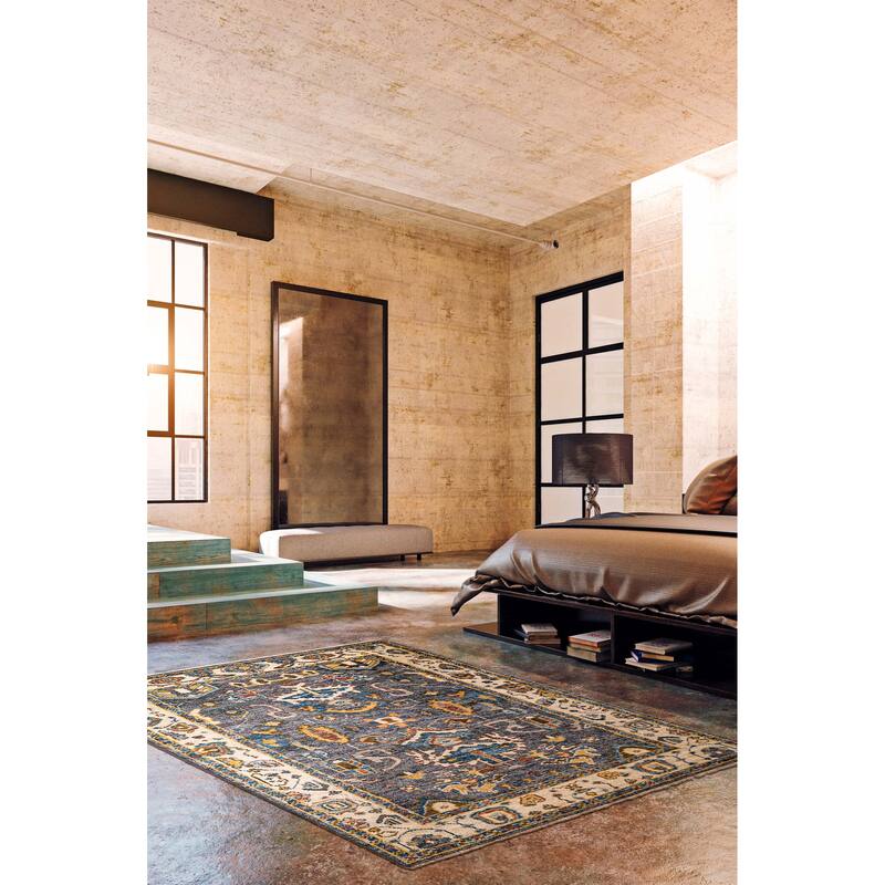 ECARPETGALLERY Hand-knotted Jules Serapi Navy Wool Rug - 6'0 x 8'11