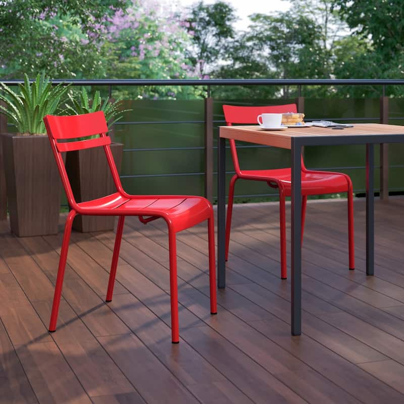 Indoor/Outdoor Commercial Grade Modern Metal Slat Barstools (Set of 4)