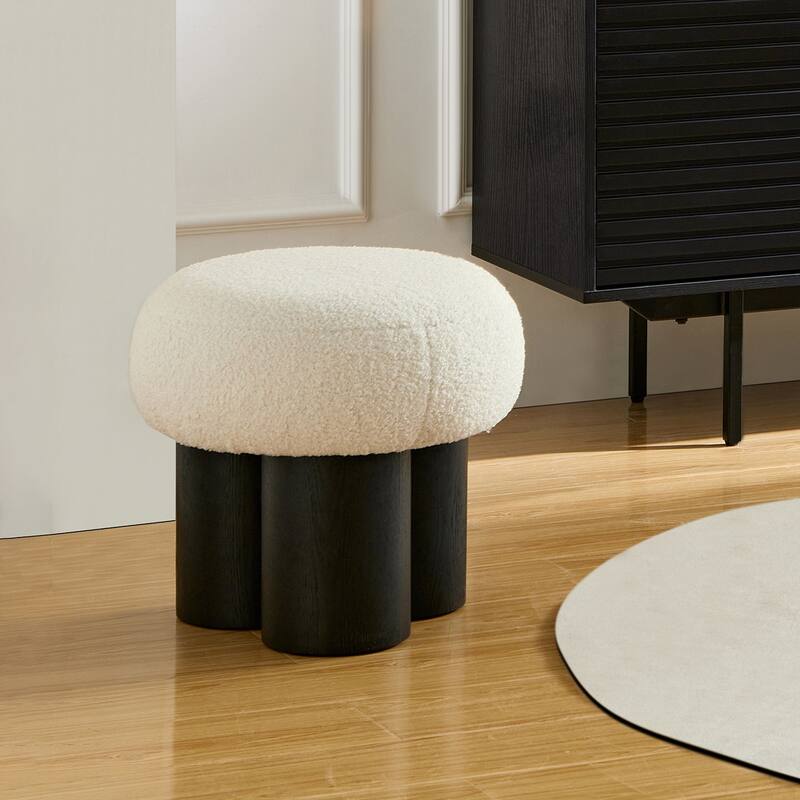 Modern Barrel Teddy Upholstered Mushroom Stool