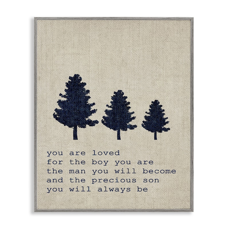 Stupell 'You are Loved Son Trees' Framed Giclee Texturized Art