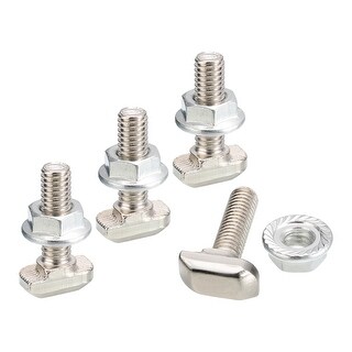 Rustark 120Pcs M8x16/20/25/30/35/40mm T-Slot Drop-in Bolts With M8 Hexagon Flange Nuts Assortment Kit, Hammer Head Bolt T Shape Sliding