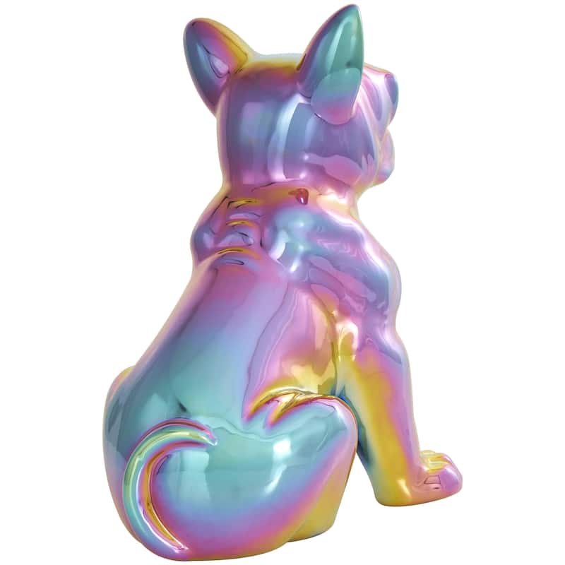 Ceramic Bulldog Decorative Sculpture with Sunglasses - Silver, Gold - CosmoLiving by Cosmopolitan
