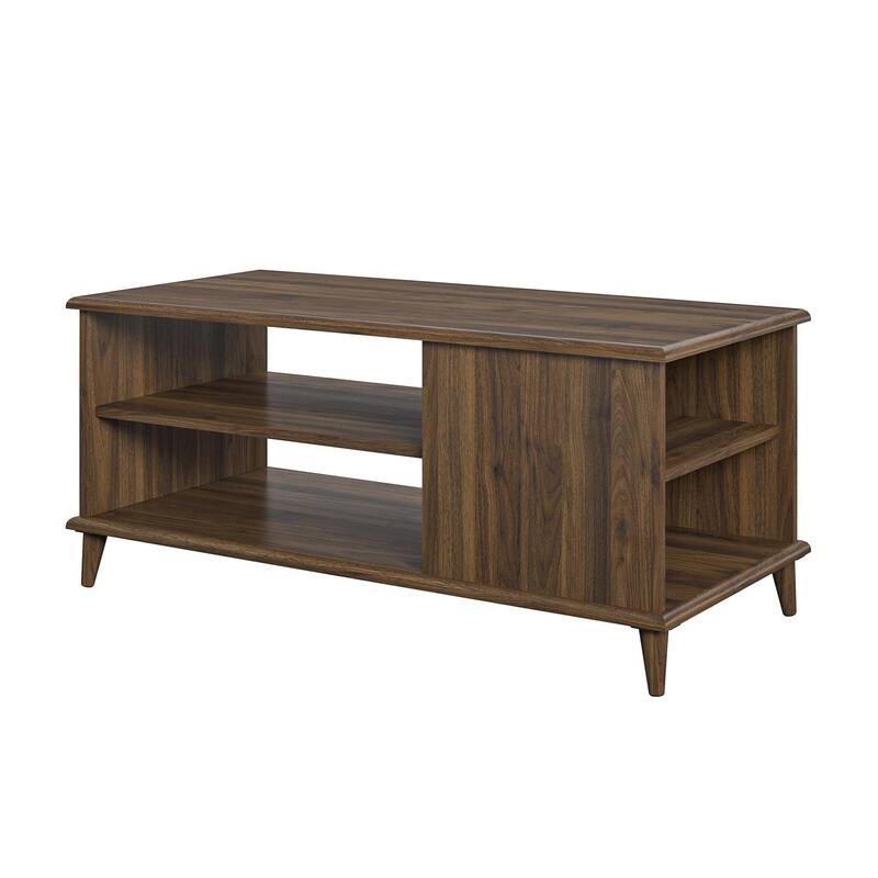 Roomfitters Farnsworth Mid-Century Modern Coffee Table with Open Shelving Storage, Walnut