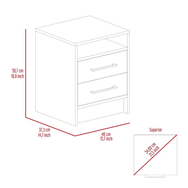 Rowley 2-Drawer 1-Shelf Rectangle Nightstand Black Wengue，Suitable for bedrooms,living rooms,apartments