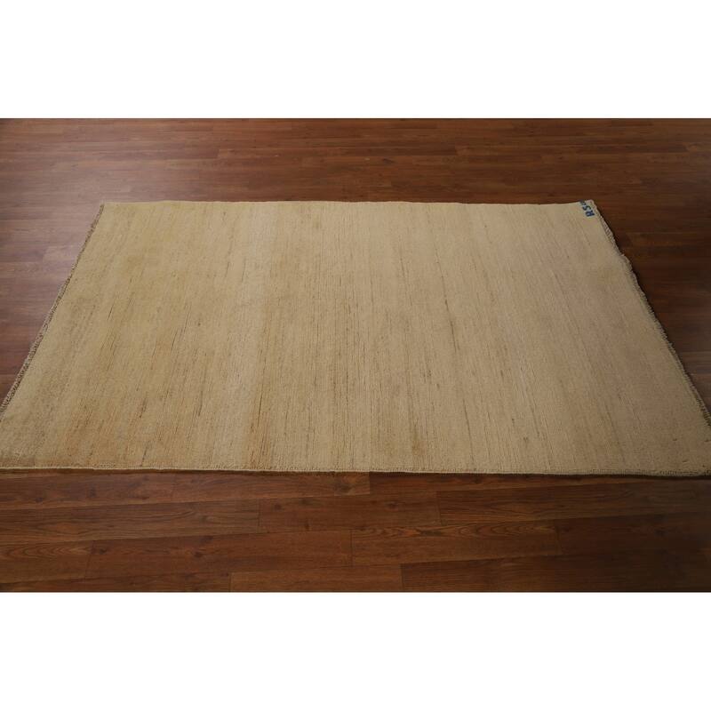 Gabbeh Modern Rug Hand-Knotted Bedroom Solid Wool Carpet - 3'10"x 5'11"