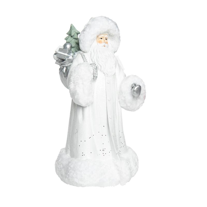 Transpac Resin 17 in. White Christmas Glam Santa Decor