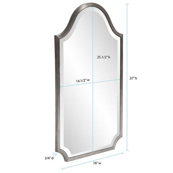 dimension image slide 2 of 3, Allan Andrews Stainless Steel Framed Hand Beveled Shield Mirror