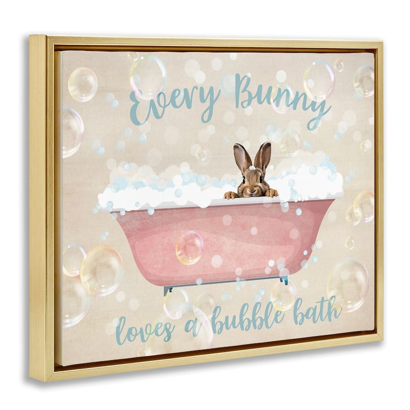 Stupell Every Bunny Loves Baths Framed Floater Canvas Wall Art Design By Susan Arnot