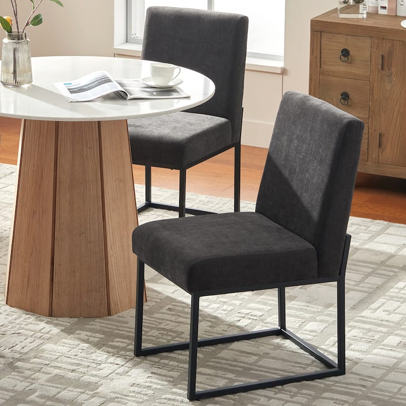 Mid Century Modern Dining Chair with Black Metal Legs