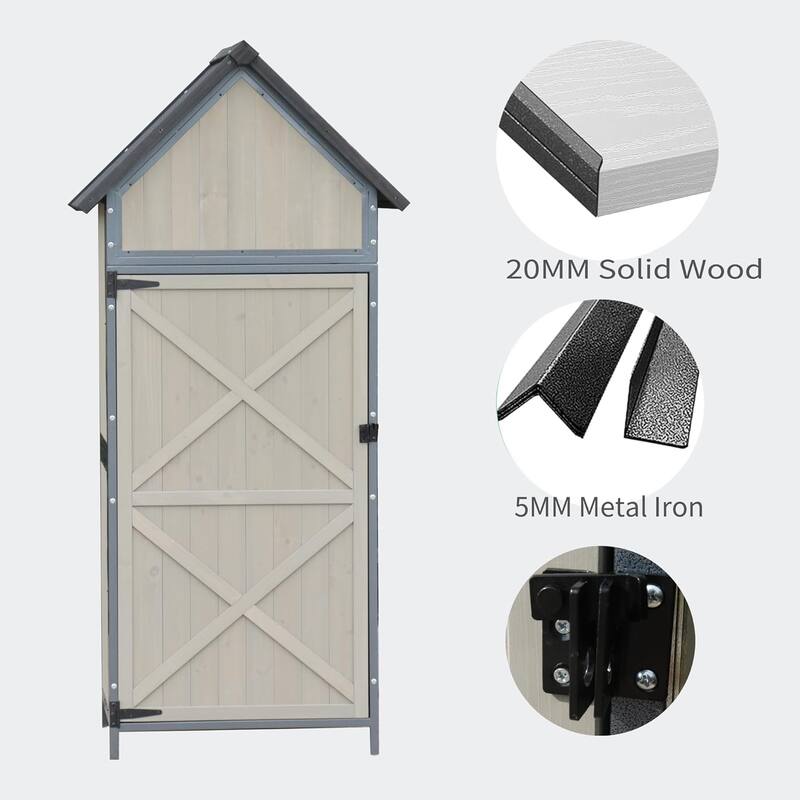Durable Outdoor Storage Shed with Adjustable Shelves, Waterproof Roof, Tool Organizer