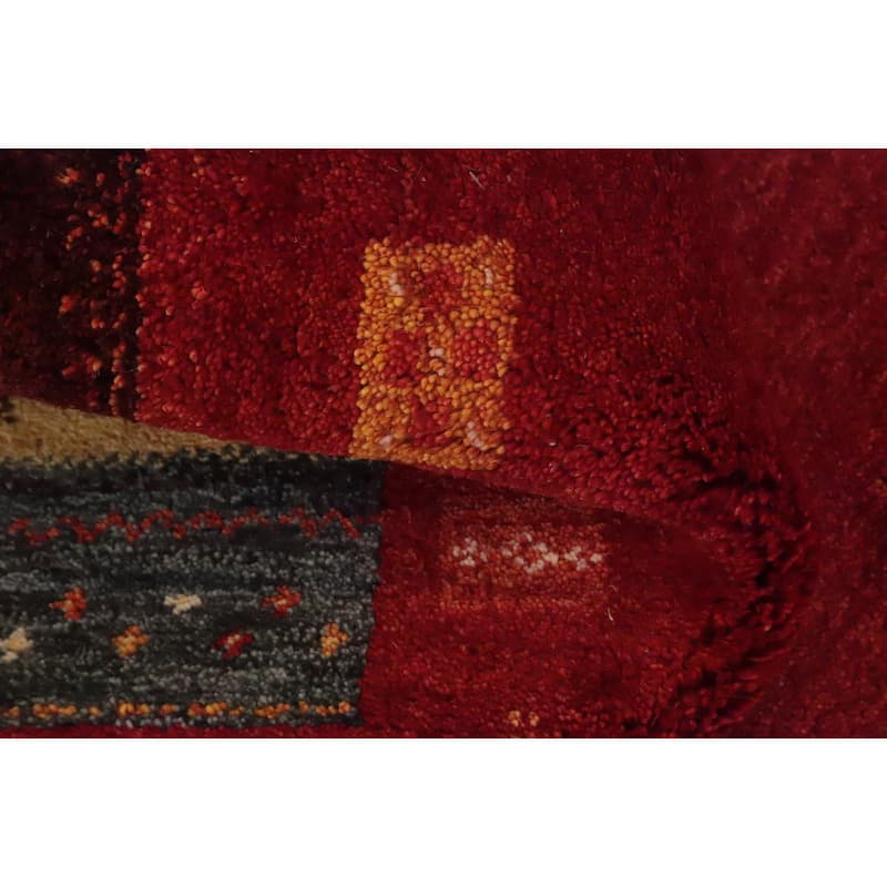 Hand Knotted Oriental 100% Wool Carpet Tribal Geometric Red Gabbeh Area Rug - 7' 10'' X 5' 5''