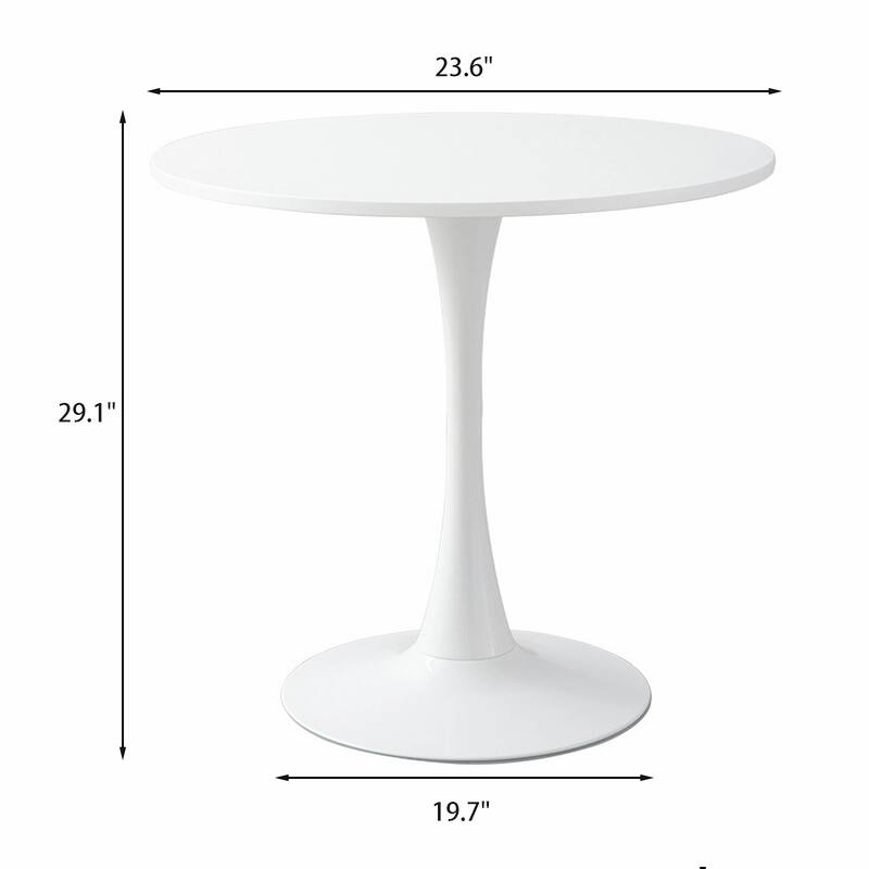 Round Dining Table, 24 Inch Tulip MDF Top with Steel Base, Mid-Century Coffee Table for Small Spaces