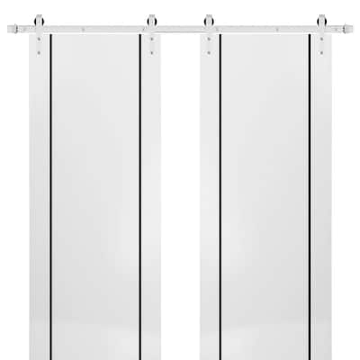 Sturdy Double Barn Door 36 x 80 with Planum 0016 White Silk with 13FT