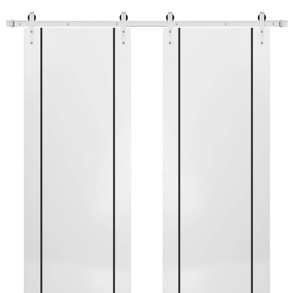 Sturdy Double Barn Door 36 x 80 with Planum 0016 White Silk with 13FT