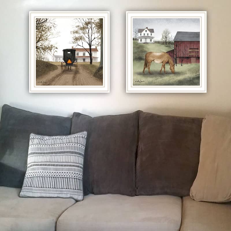 2-Piece Framed Wall Art Set - The Old Mare & Heading' Home, White Frame