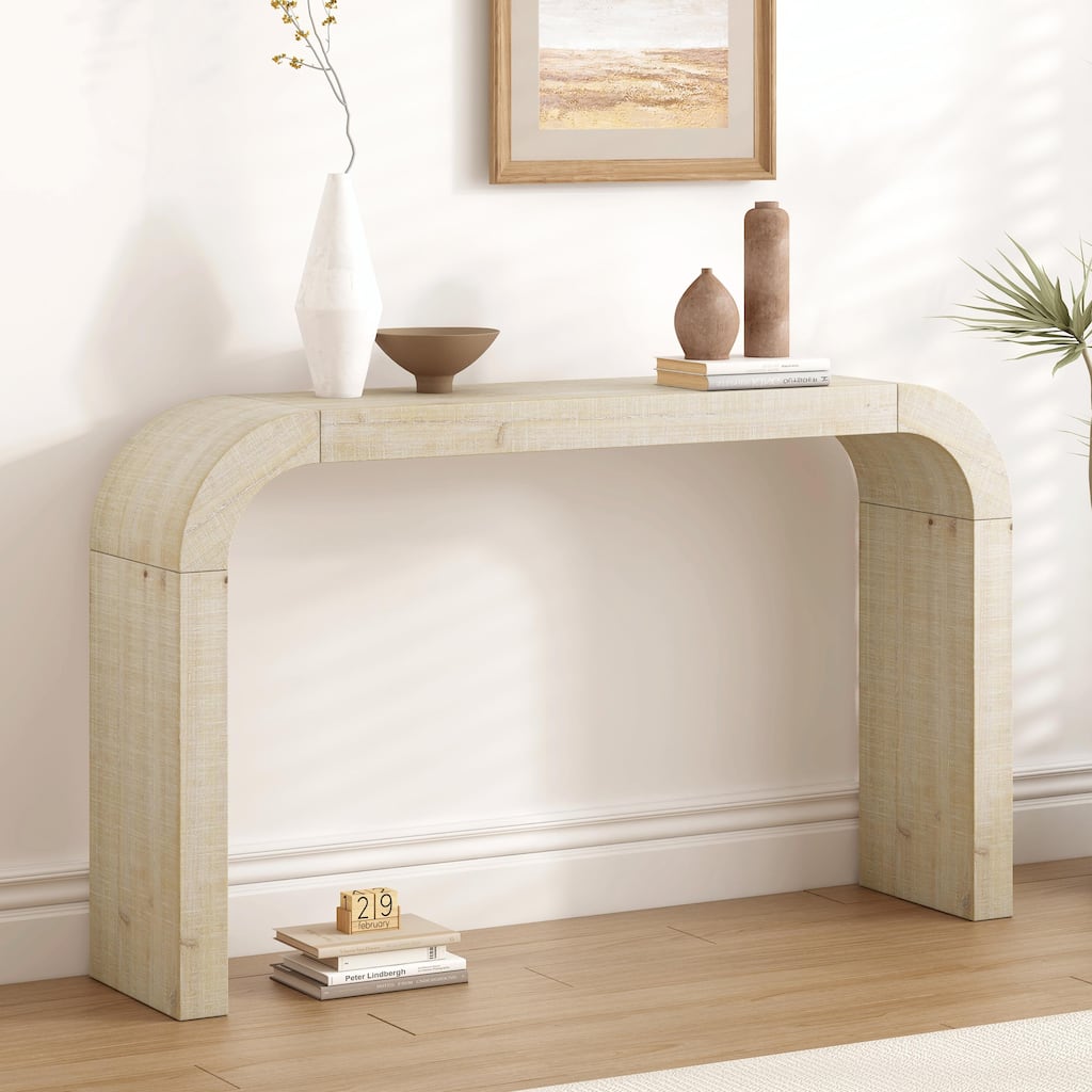 52" Wood Console Table with Curved Edge