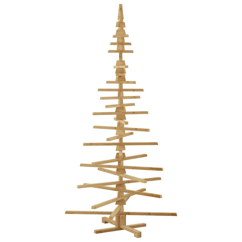 vidaXL Wooden Christmas Tree with Stand Brown Solid pine wood
