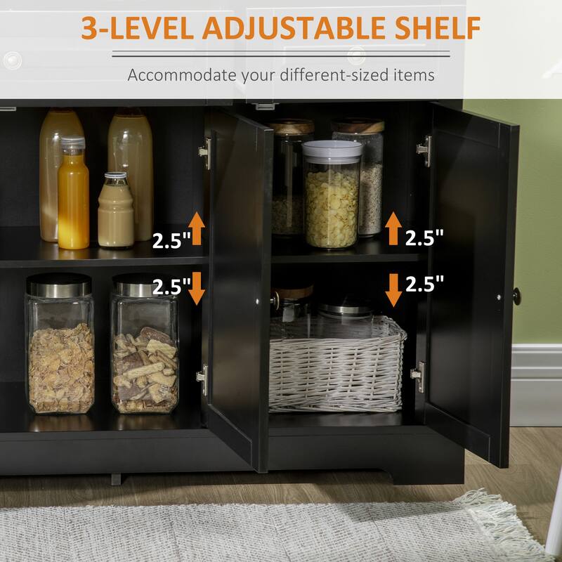 Kitchen Buffet Cabinet with Adjustable Shelves & Two Drawers for Dining Room or Kitchen Storage